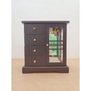 Vintage Gunther Mele 1970's wooden jewelry box. Jewellery with drawers and